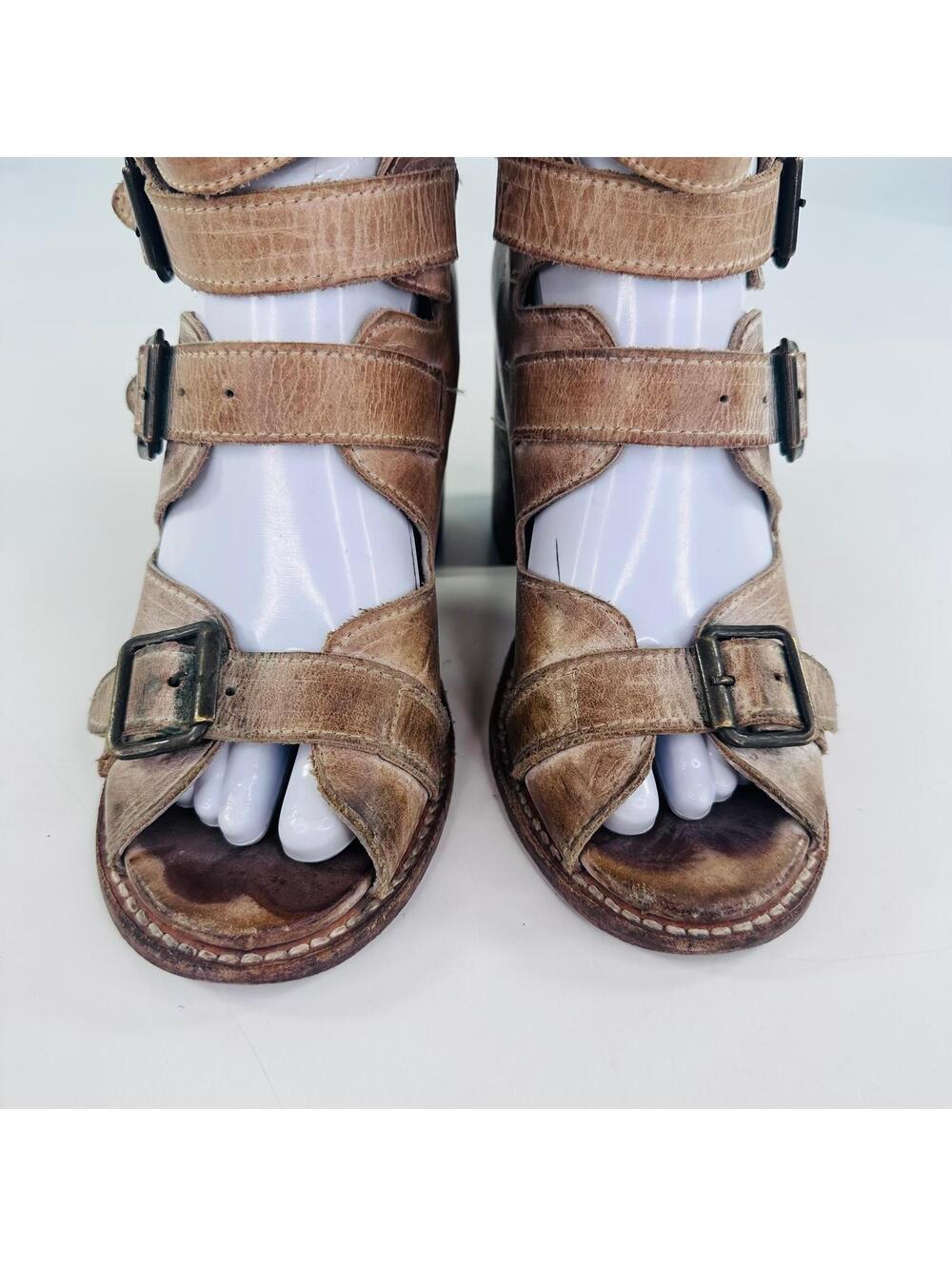 Freebird by Steven Women's Size 6 Bond Beige Leather Gladiator Sandals Boots - Picture 12 of 13